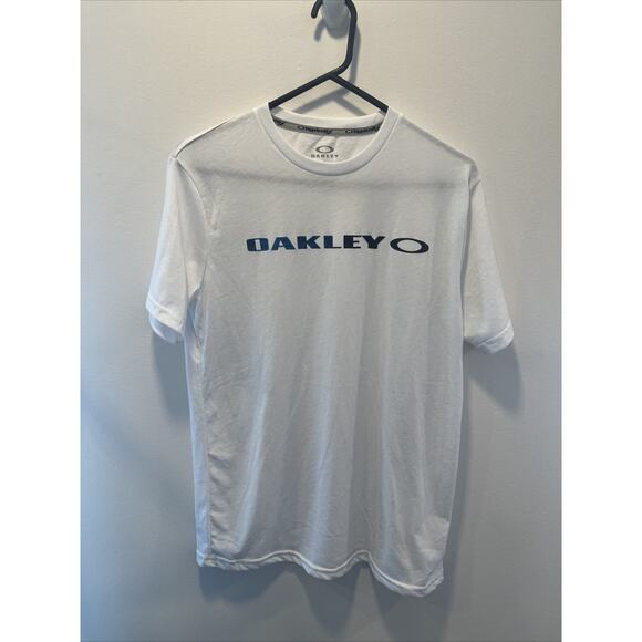 Oakley Shirt Mens Small White Regular Fit Cotton Blend Crewneck Short Sleeve - Picture 1 of 4